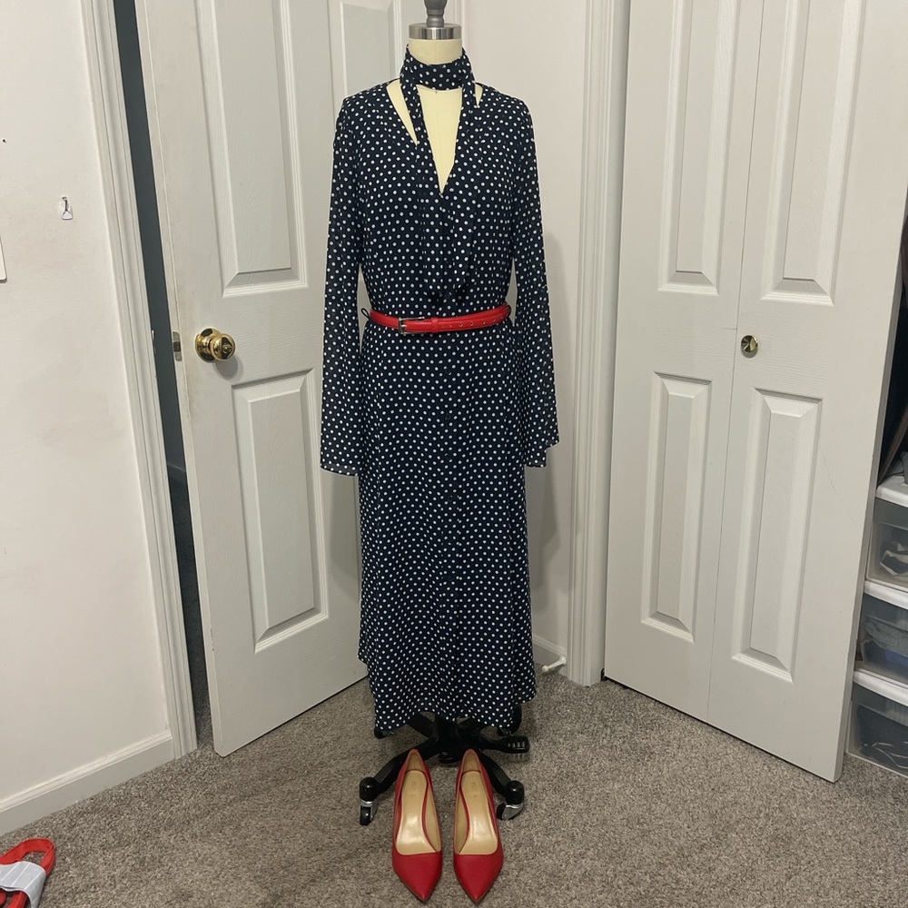 Michael Kors Dark Blue Polka Dot Top
